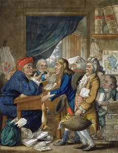 Egy országos ügyvéd és ügyfelei, pub. Bowles und Carver, 1800 (mezzotinta metszet)